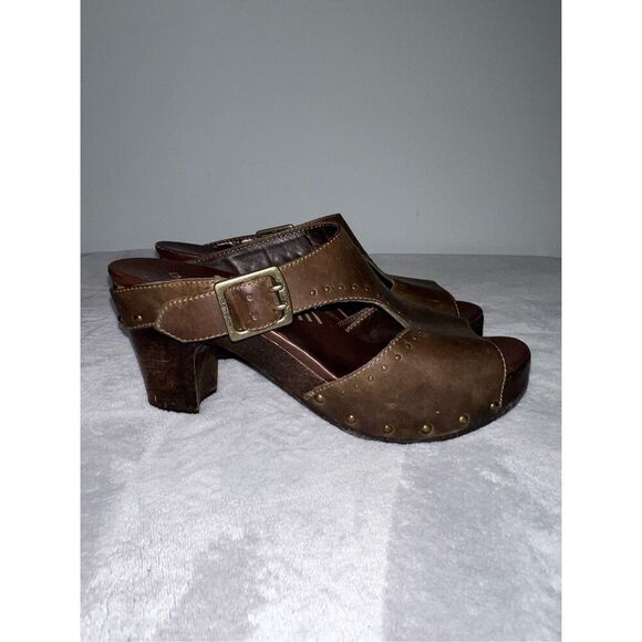 Dansko Ripley Leather Studded Wooden Heel Platform Sandals 41 - Picture 1 of 10